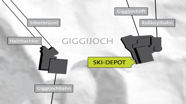 Bequeme Ski-Aufbewahrung am Giggijoch