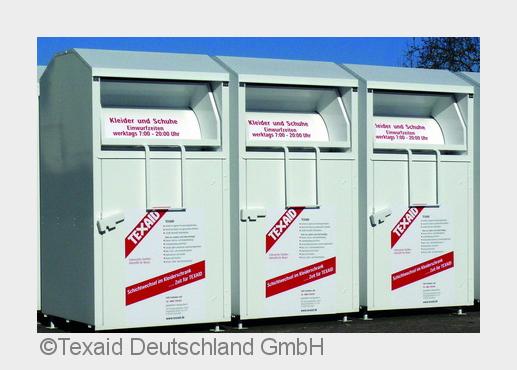 Texaid-Altkleidercontainer (Bildquelle: Texaid Deutschland GmbH) Texaid-Altkleidercontainer (Bildquelle: Texaid Deutschland GmbH)