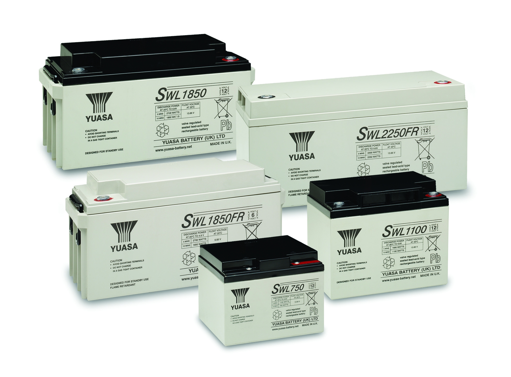Die YUASA SWL4250 + 3800 Batterien zielen auf Anwendungen mit hoher Entladung (u.a. USV-Anlagen) ab. Die YUASA SWL4250 + 3800 Batterien zielen auf Anwendungen mit hoher Entladung (u.a. USV-Anlagen) ab.