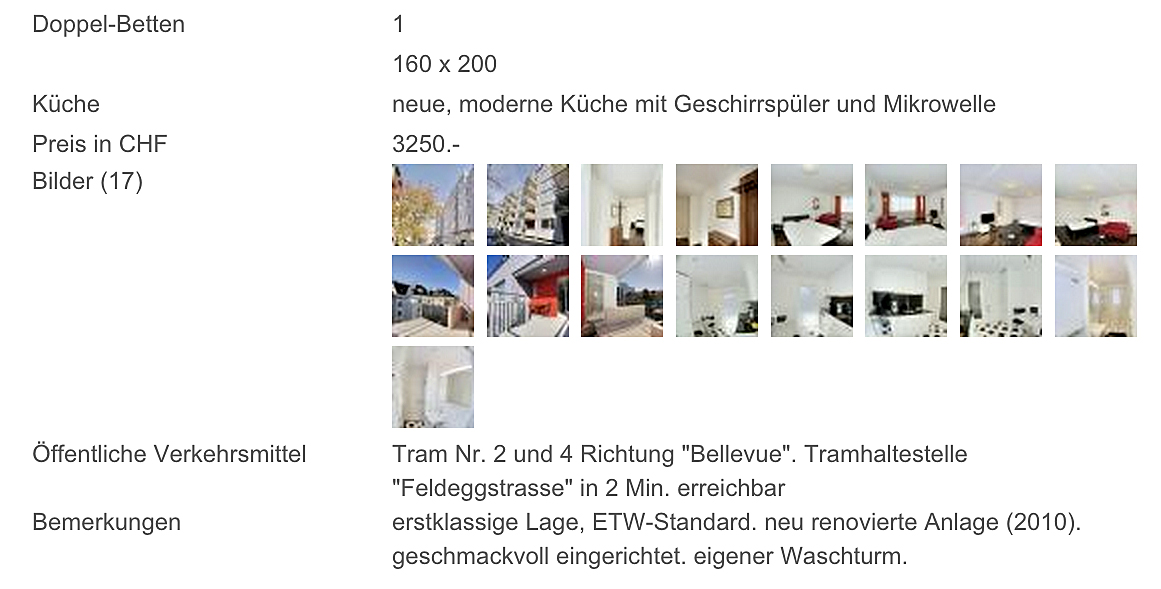 Möblierte Miet-Wohnung, zentral in Zürich (nähe See) Möblierte Miet-Wohnung, zentral in Zürich (nähe See)
