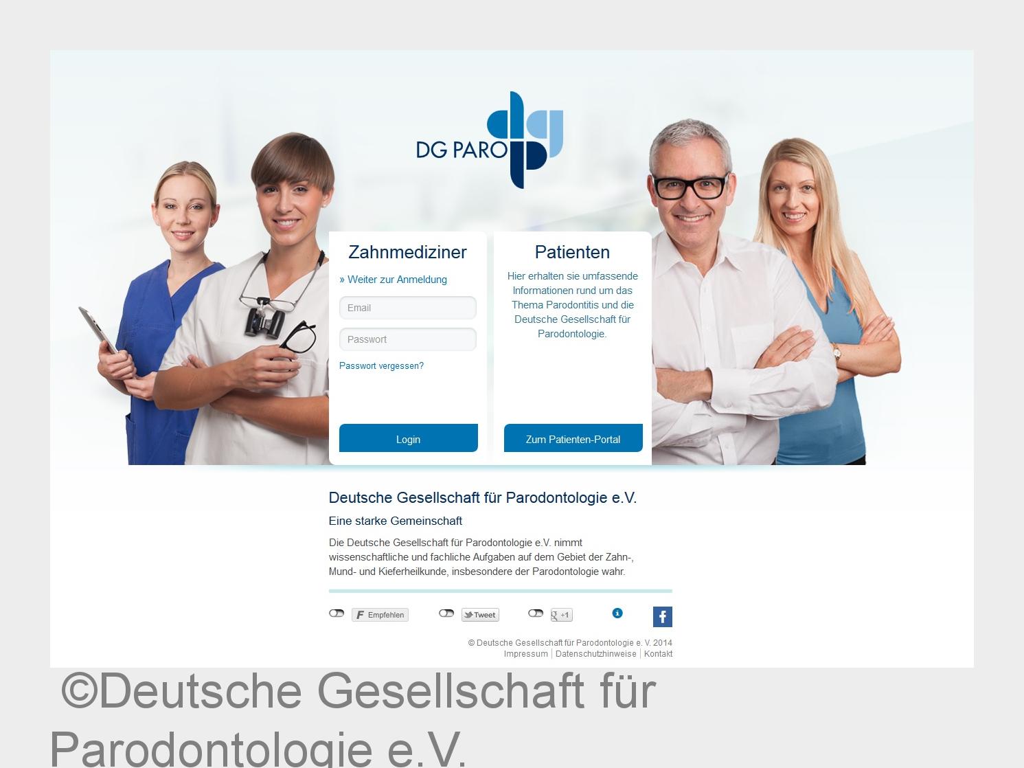 Startseite der neuen DG PARO-Website (Bildquelle: Deutsche Gesellschaft für Parodontologie e.V.)
