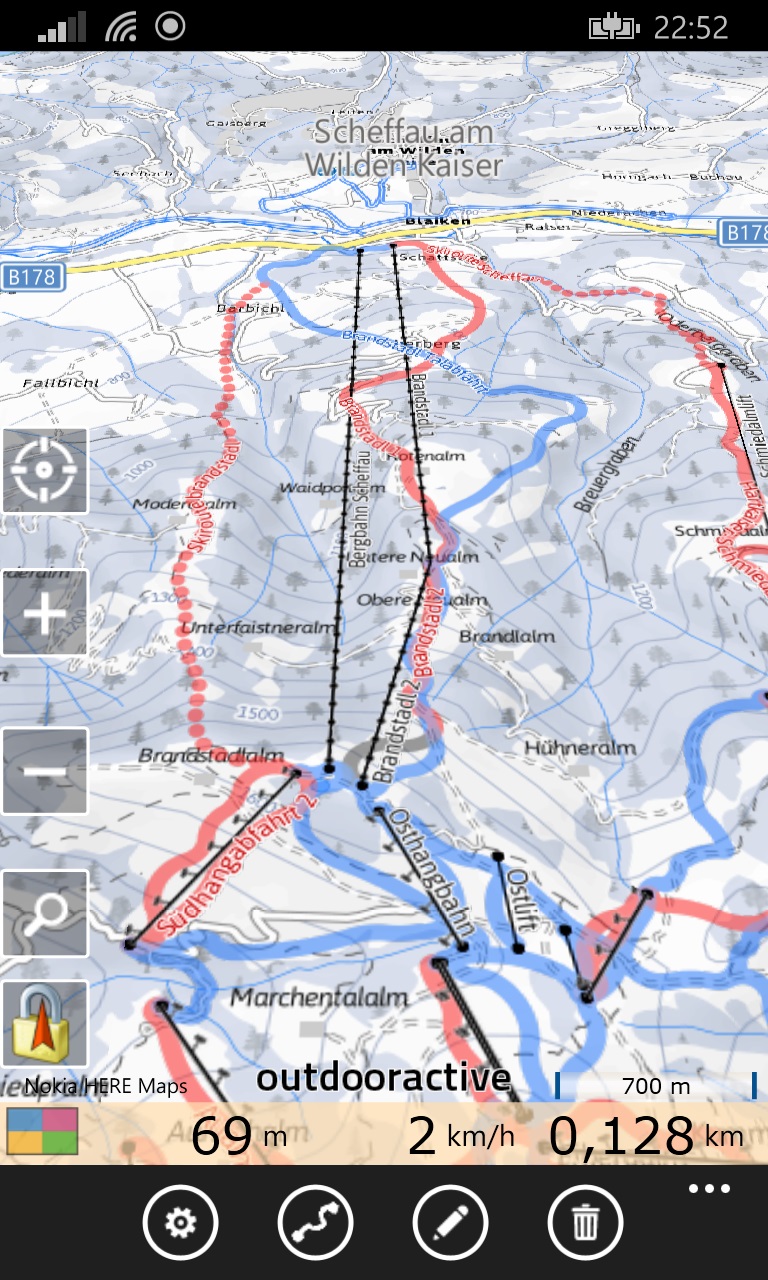 GeoMeterPro mit Outdooractive-Winter-Karte und Pistenoverlay GeoMeterPro mit Outdooractive-Winter-Karte und Pistenoverlay