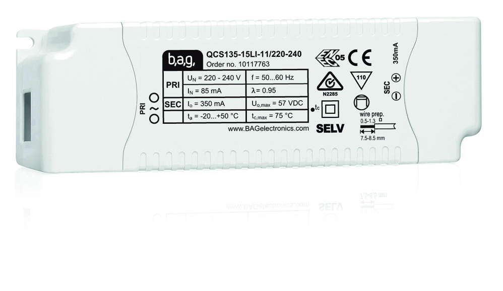 Die QCS-Serie von BAG electronics eignet sich für verschiedenste Downlight- und Strahleranwendungen. Die QCS-Serie von BAG electronics eignet sich für verschiedenste Downlight- und Strahleranwendungen.