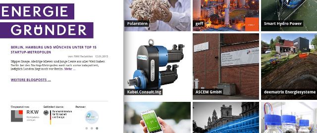 Screenshot der Startseite von www.energiegruender.de
