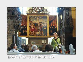 Weimar, Stadtkirche St. Peter& Paul, Cranach- Altar (Bildquelle: weimar GmbH, Maik Schuck) Weimar, Stadtkirche St. Peter& Paul, Cranach- Altar (Bildquelle: weimar GmbH, Maik Schuck)