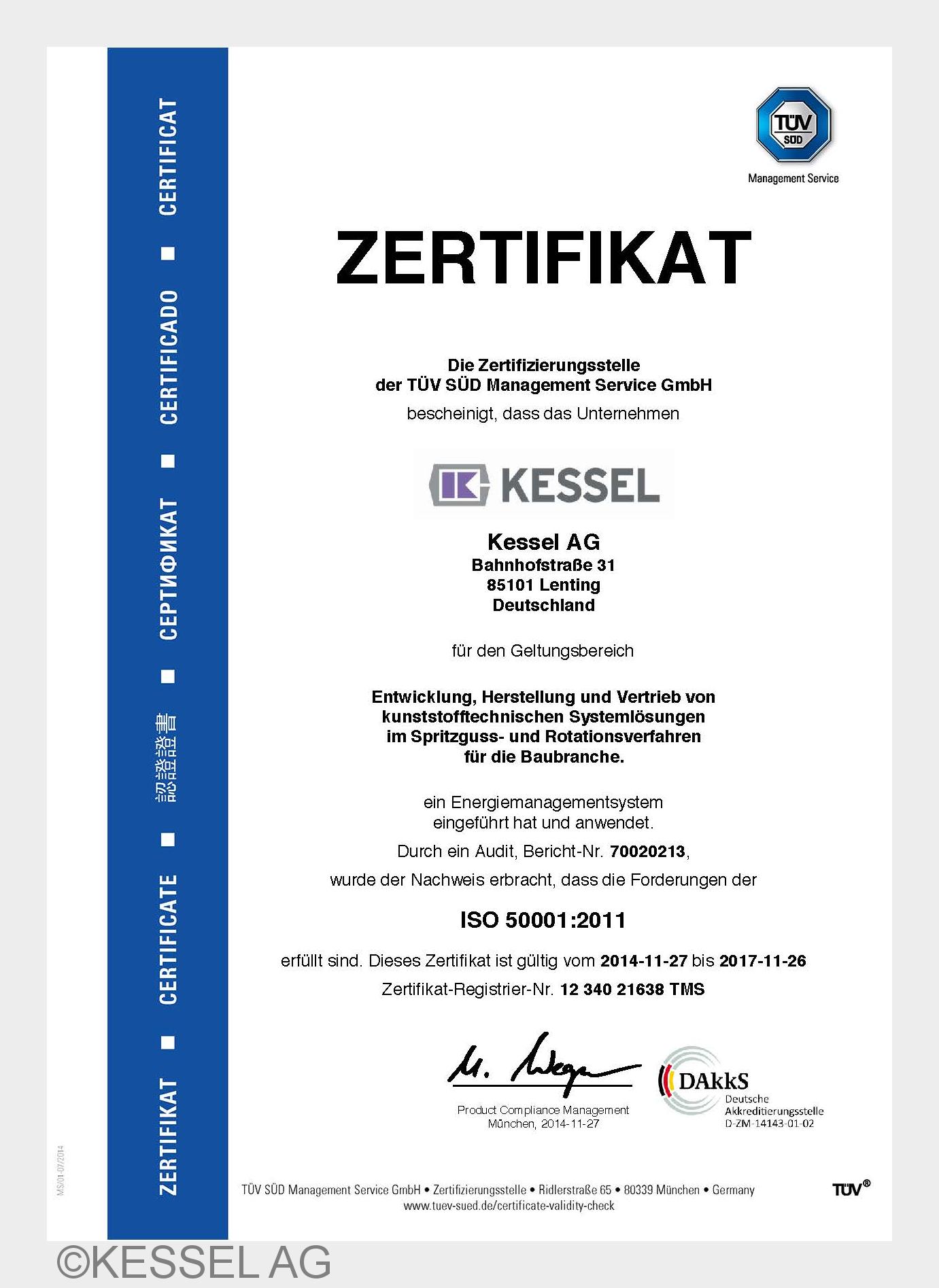 Seit November 2014 ist der Entwässerungsspezialist auch im Bereich Energiemanagement zertifiziert. ( Seit November 2014 ist der Entwässerungsspezialist auch im Bereich Energiemanagement zertifiziert. (