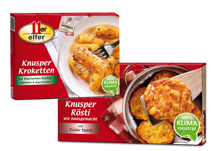 11er-Knusper-Kroketten mit Steirischen Kürbiskernen, 11er Knusper-Rösti mit Tiroler Speck