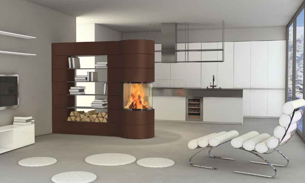 Feuerstätte als Raumteiler - Vollendete Verschmelzung aus Design, Komfort und Effizienz