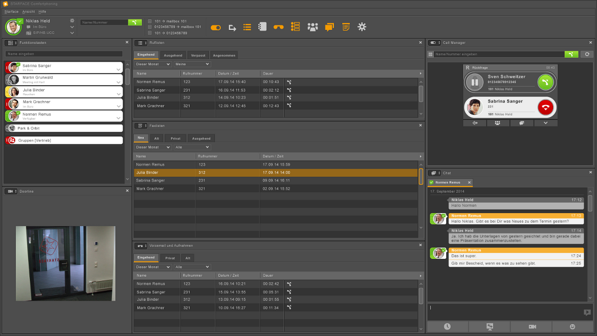 Im Bild: Der STARFACE UCC Client als innovative Kommunikationszentrale