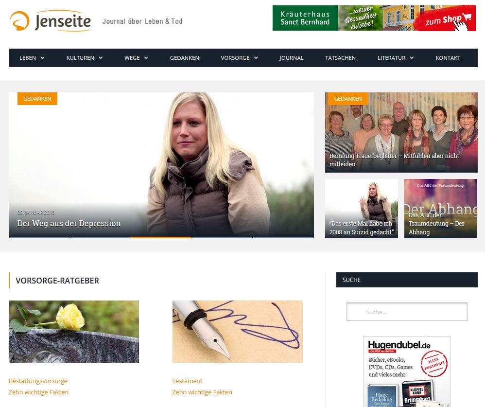 Screenshot Online-Journal"Jenseite" Screenshot Online-Journal"Jenseite"