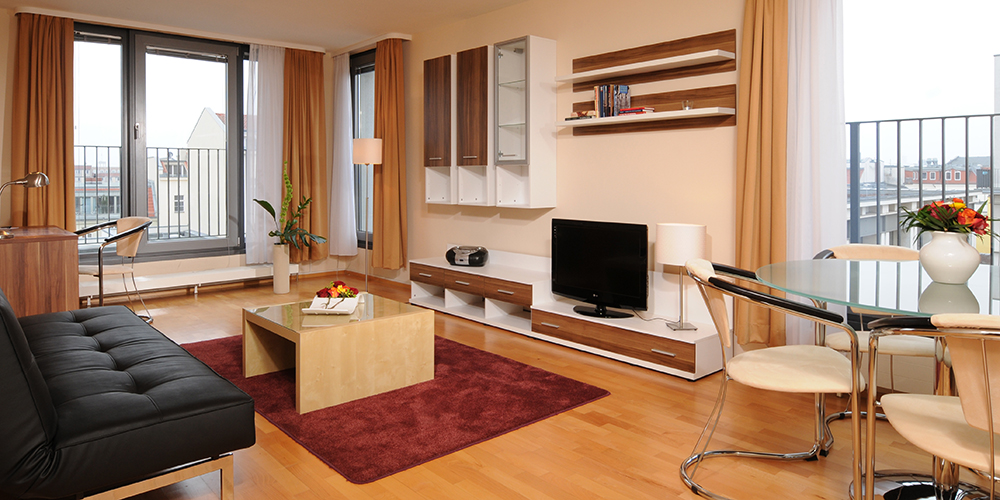 Der Wohnraum der Grand Suite des ApartHotel Residenz Am Deutschen Theater Der Wohnraum der Grand Suite des ApartHotel Residenz Am Deutschen Theater
