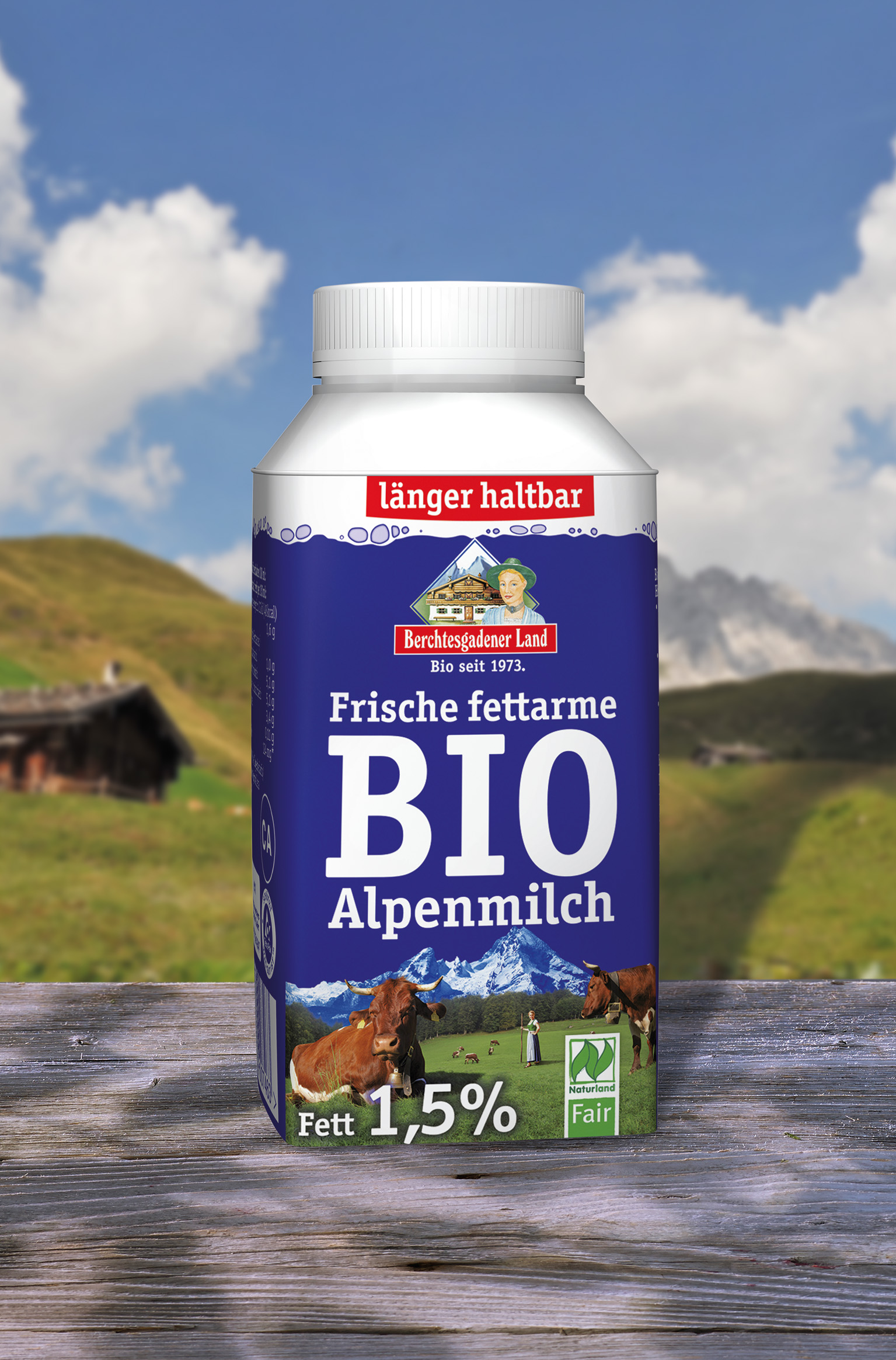 Die neue¼Liter Bio-Alpenmilch fettarm von Berchtesgadener Land für Schüler oder kleine Haushalte. Die neue¼Liter Bio-Alpenmilch fettarm von Berchtesgadener Land für Schüler oder kleine Haushalte.