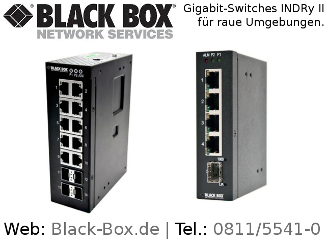 Gigabit Switch INDRy II mit vier flexiblen Glasfaser-Uplinks als Basis eines Gigabit-Netzwerkes.
