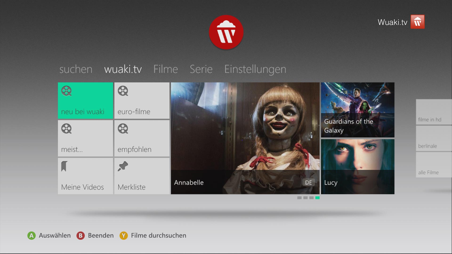 Spielfilme und TV-Serien via Wuaki.tv auf der XBox 360 von Microsoft
