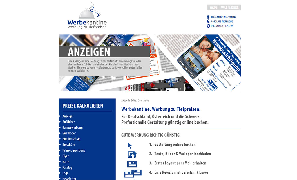 Anzeige buchen bei der Werbekantine