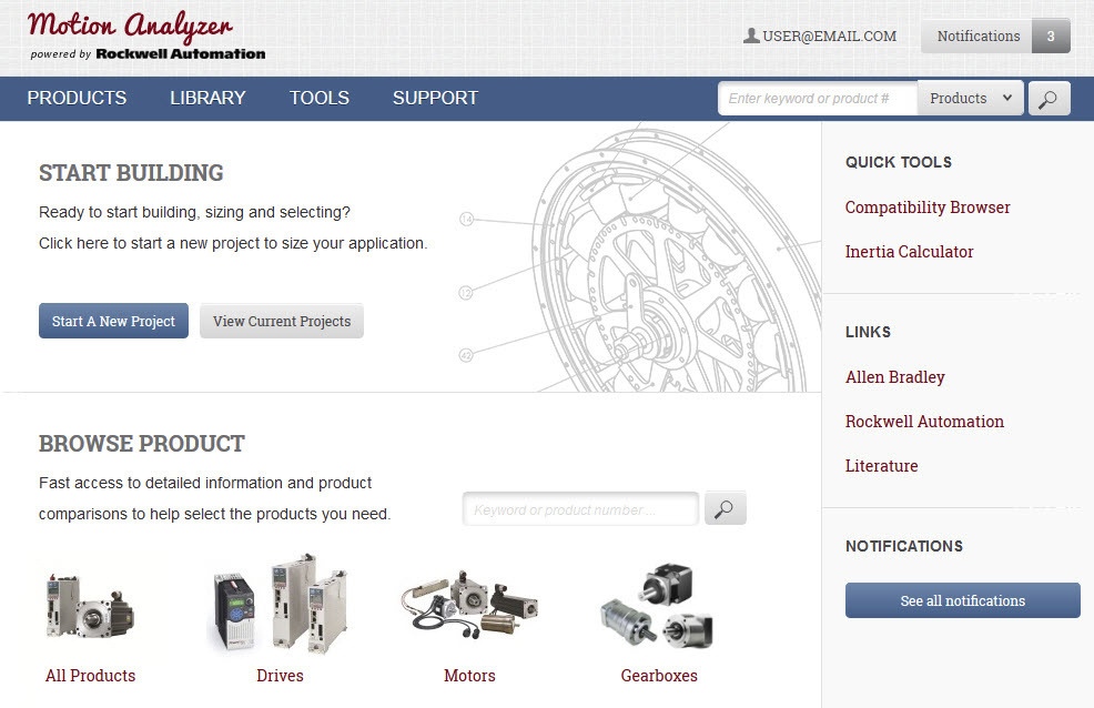 Motion Analyzer Web Tool von Rockwell Automation Motion Analyzer Web Tool von Rockwell Automation