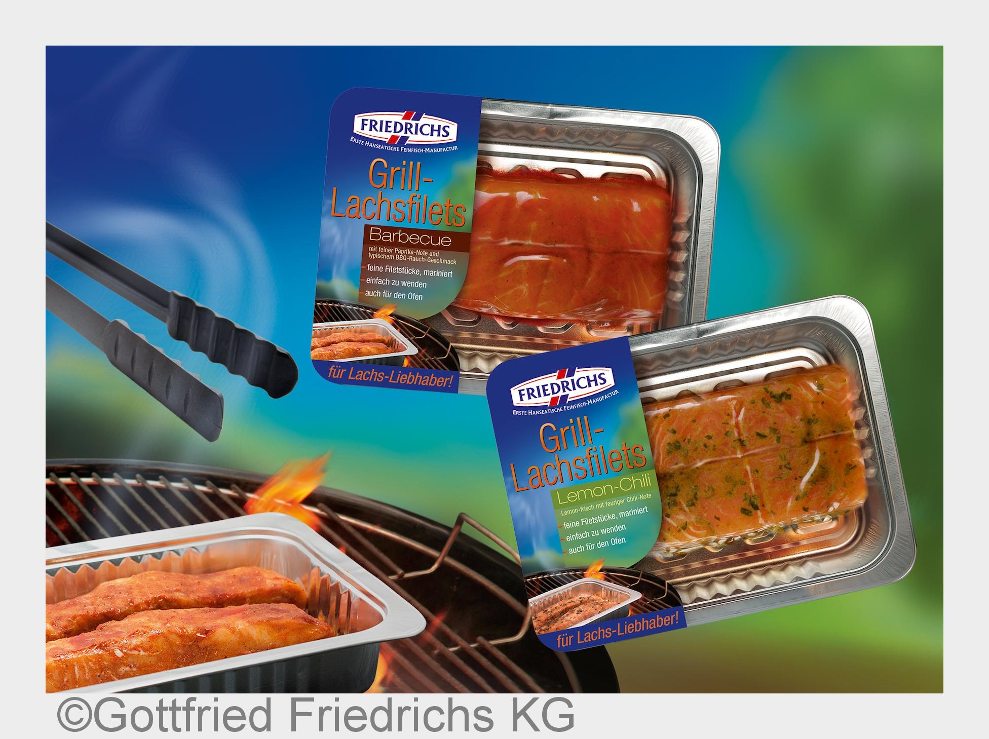 Die neuen FRIEDRICHS Grill-Lachsfilets bringen ab April exquisiten Genuss auf den Rost! (Bildquelle: