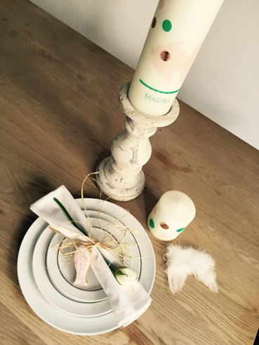 Taufkerze von kerzenmädchen in den Trendfarben Mint, Nude und Kupfer. Taufkerze von kerzenmädchen in den Trendfarben Mint, Nude und Kupfer.