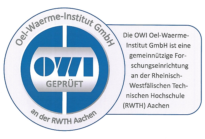 Mit diesem Qualitätssiegel zertifiziert das OWI Brennstoffadditive. (Grafik: OWI) Mit diesem Qualitätssiegel zertifiziert das OWI Brennstoffadditive. (Grafik: OWI)