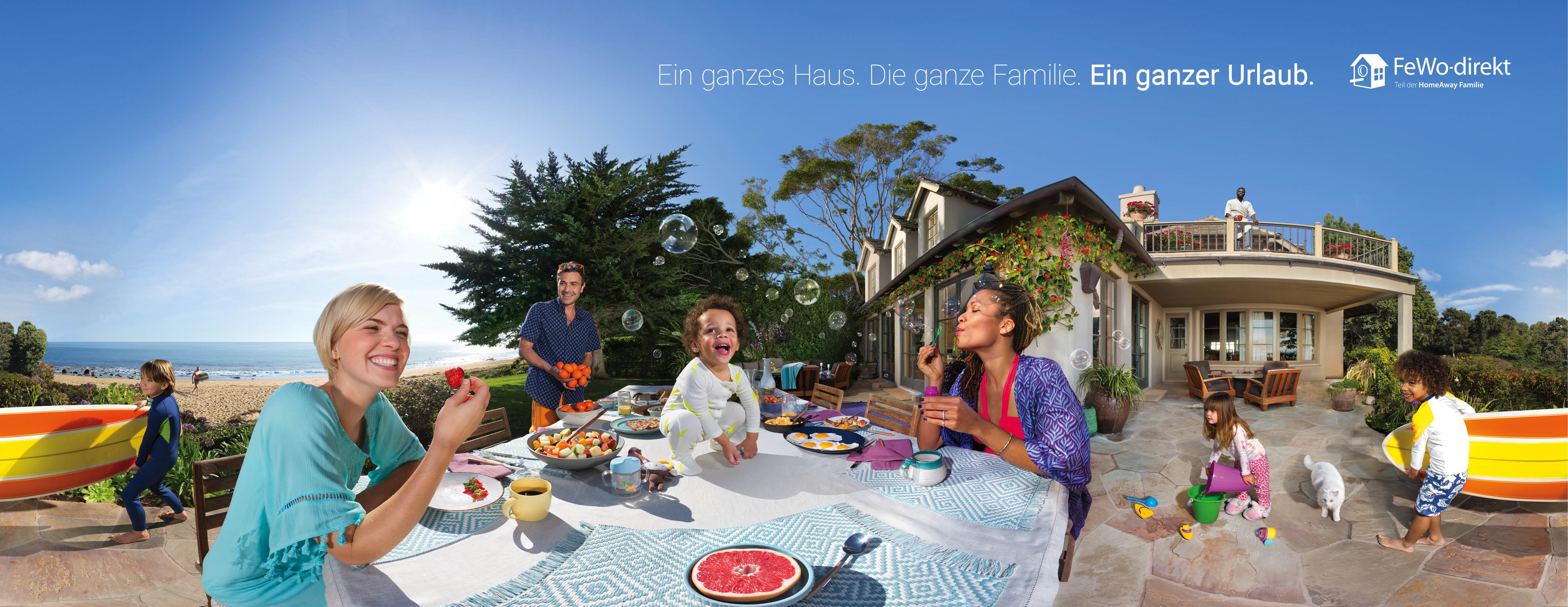 Panorama-Bild der neuen FeWo-direkt-Kampagne"Ein ganzer Urlaub" Panorama-Bild der neuen FeWo-direkt-Kampagne"Ein ganzer Urlaub"