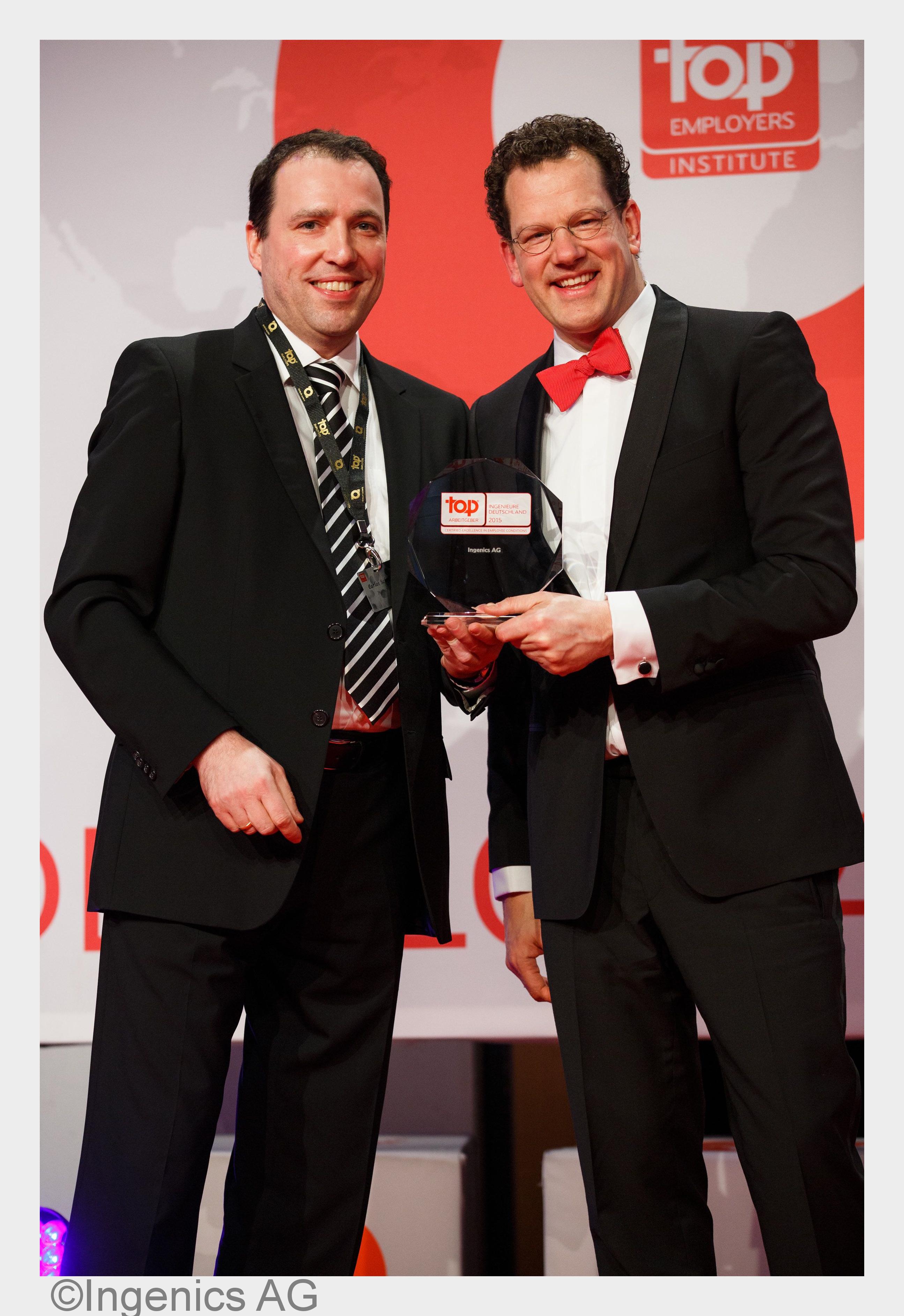 Ingenics Finanzvorstand Carlos Schmidt (li.) und David Plink, CEO Top Employers Institute (Bildquell