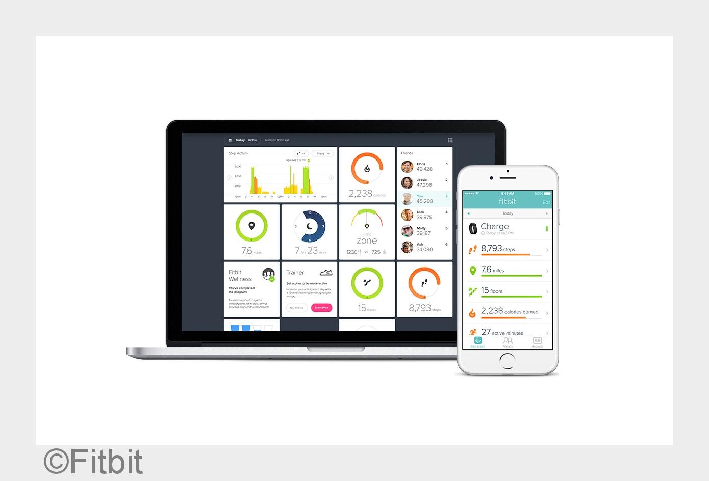 Fitbit App und Dashboard (Bildquelle: Fitbit) Fitbit App und Dashboard (Bildquelle: Fitbit)