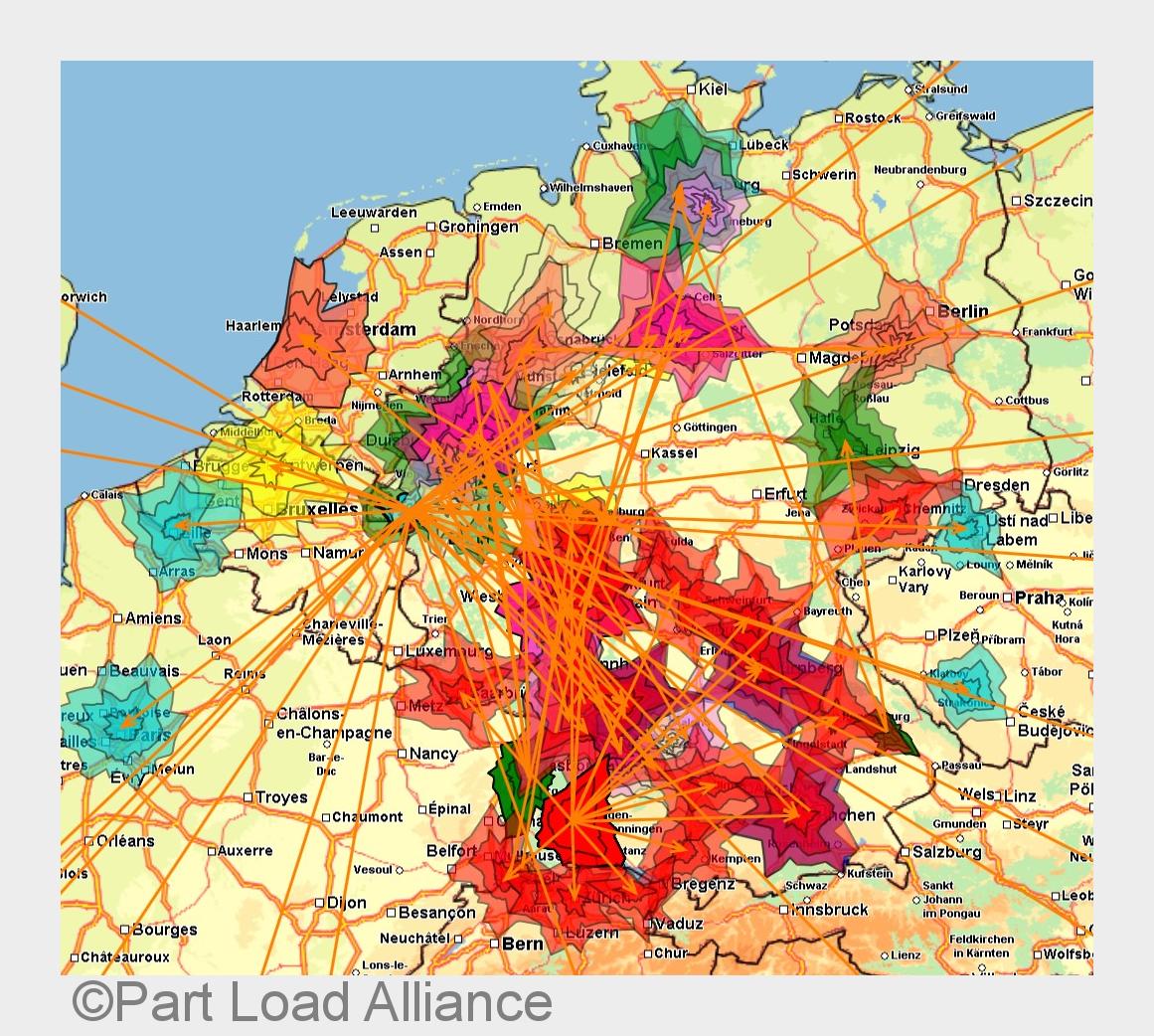 Aktuelle Linienübersicht der Part Load Alliance. (Bildquelle: Part Load Alliance)