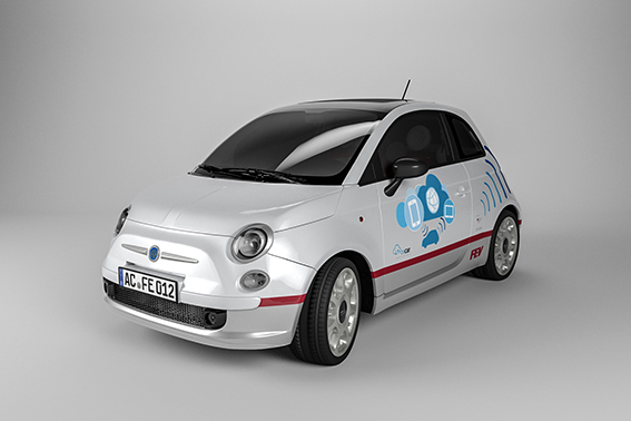 Car2X-Kommunikation im Projekt OSCAR: Als Testfahrzeuge dienten Modelle der FEV-Elektrofahrzeugflott Car2X-Kommunikation im Projekt OSCAR: Als Testfahrzeuge dienten Modelle der FEV-Elektrofahrzeugflott