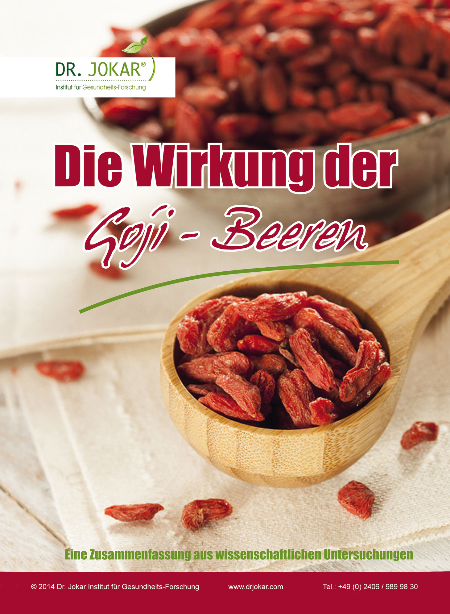 Titelseite des Informationsblattes über Goji-Beeren