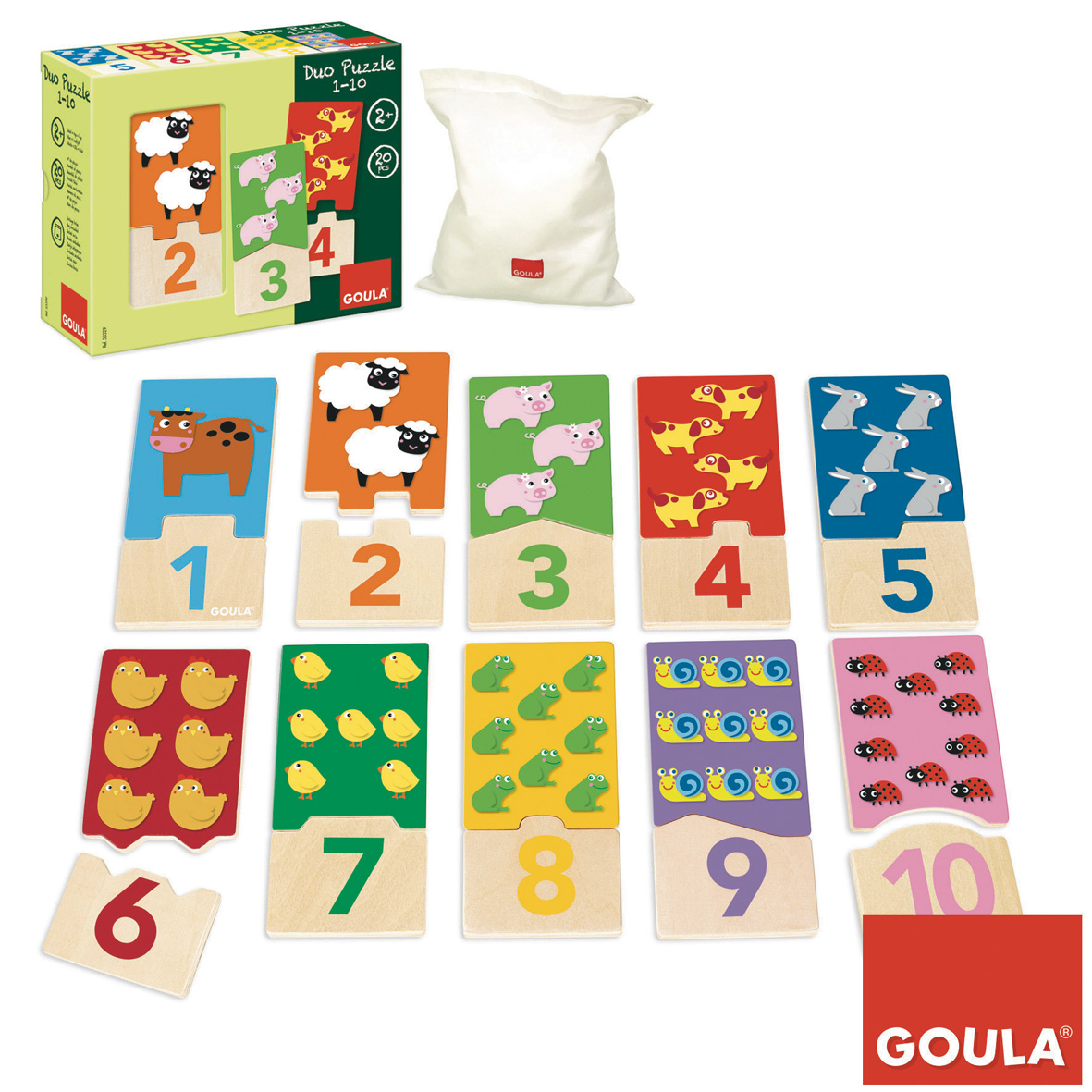 Zählen lernen mit dem Duo Puzzle 1-10 von Goula