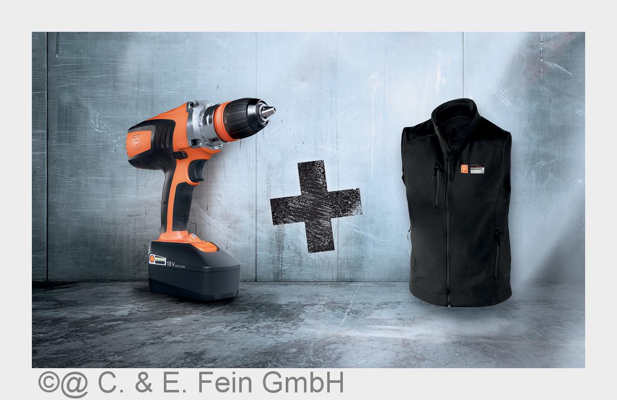 Kostenlose Softshell-Weste beim Kauf eines FEIN Akku-Schraubers (Bildquelle: @ C.& E. Fein GmbH)