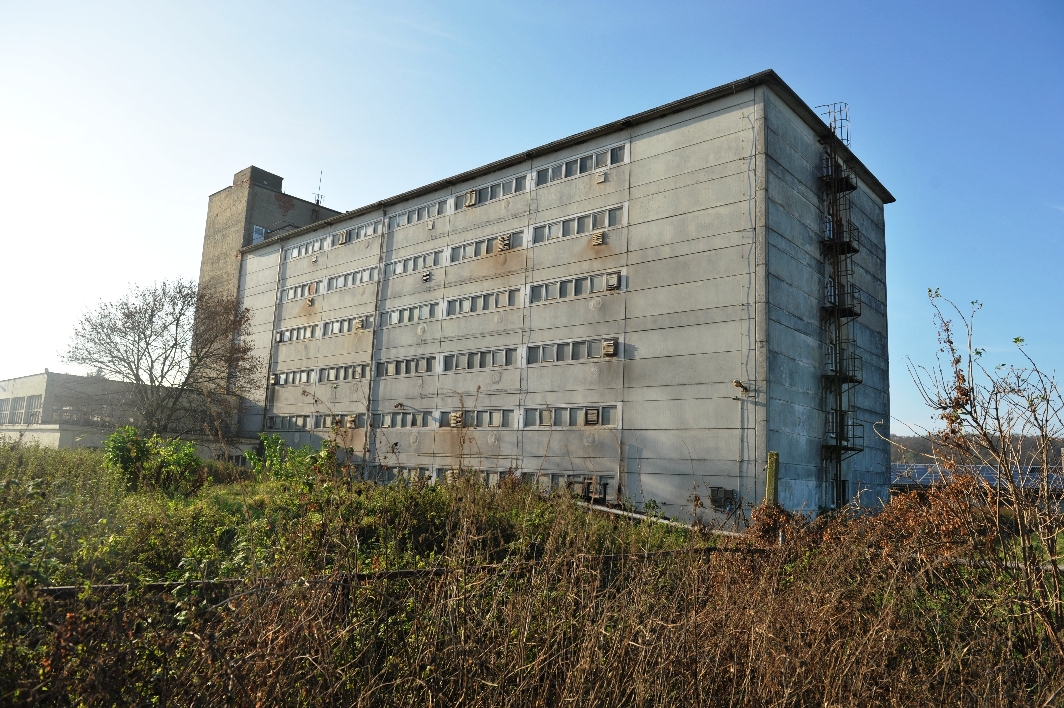 Schweinehochhaus in Maasdorf: Hunderte Tierschützer werden vor Deutschlands einzigem Schweinehochhau Schweinehochhaus in Maasdorf: Hunderte Tierschützer werden vor Deutschlands einzigem Schweinehochhau