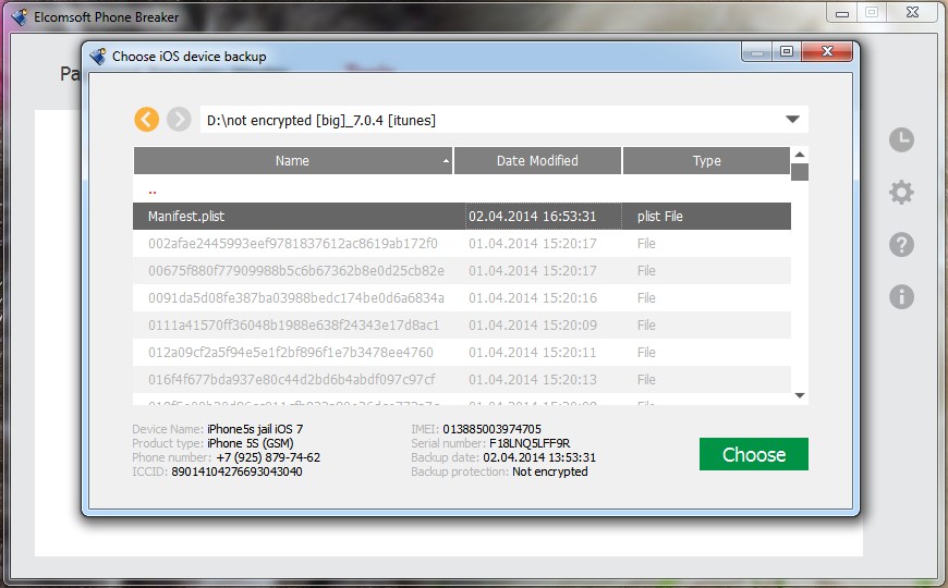 Elcomsoft Phone Breaker - Open Backup Dialog Elcomsoft Phone Breaker - Open Backup Dialog