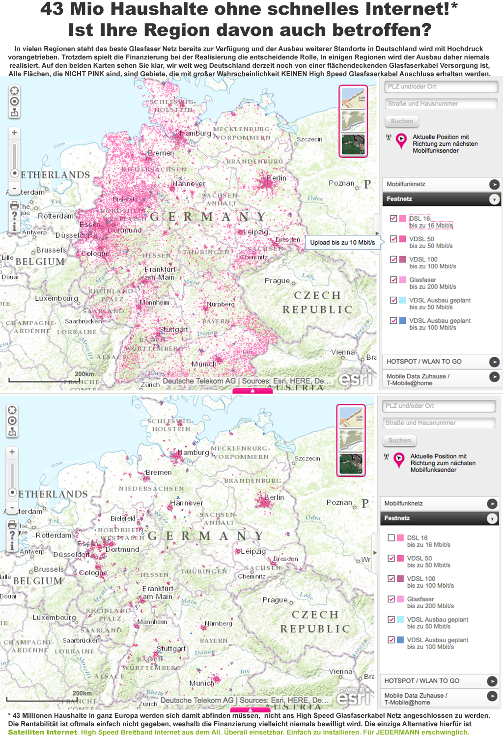 Glasfasernetz Ausbau in Deutschland. Quelle: Telekom