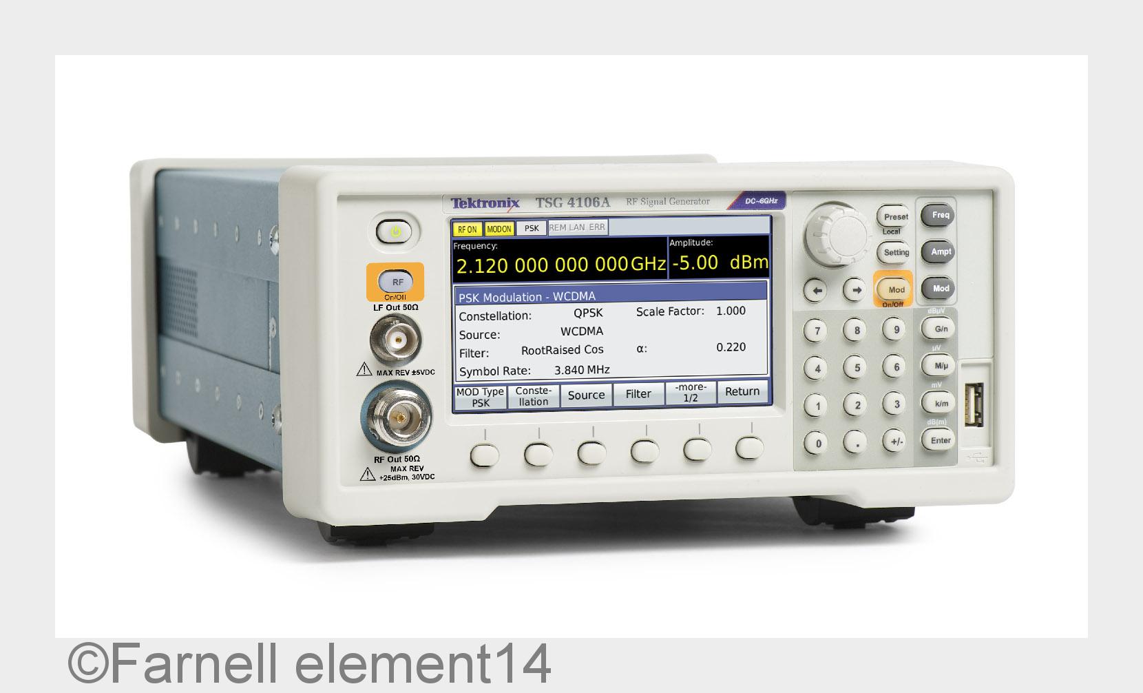 Tektronix TSG 4106A (Bildquelle: Farnell element14) Tektronix TSG 4106A (Bildquelle: Farnell element14)