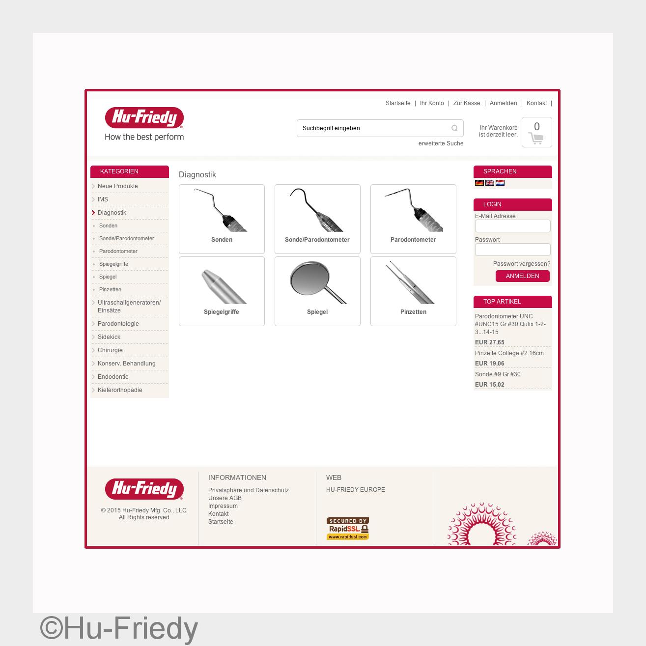 Der neue Webshop von Hu-Friedy (Bildquelle: Hu-Friedy)