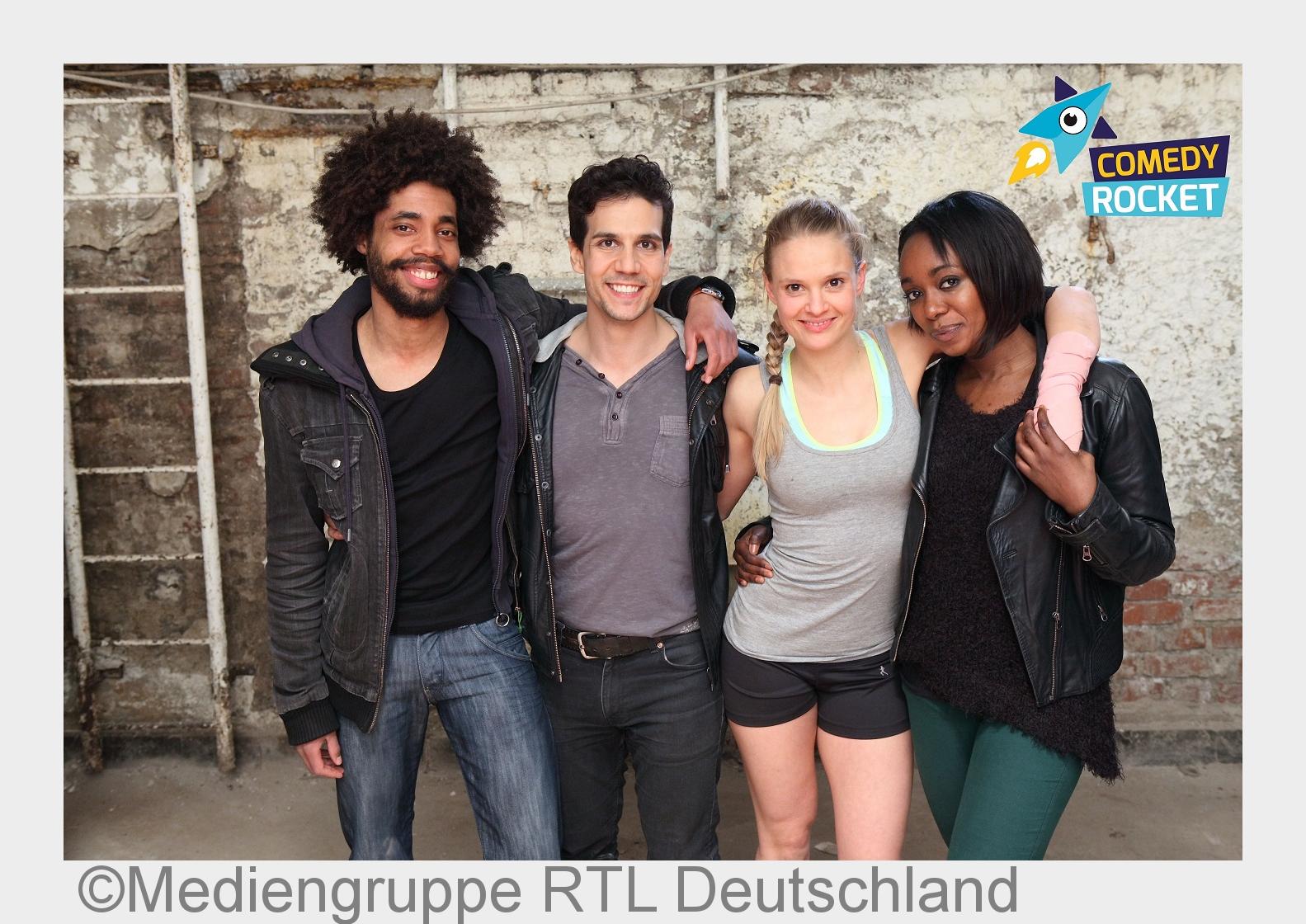?Comedy Rocket Schauspieler?(v.l.n.r.): Julius Dombrink, Daniele Rizzo, Pia Stutzenstein und Karmel 