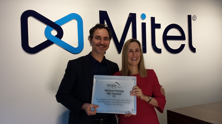 Sergio Milesi, Enterprise, Mitel Schweiz AG, und Tabatha von Kölichen, Meru Networks GmbH