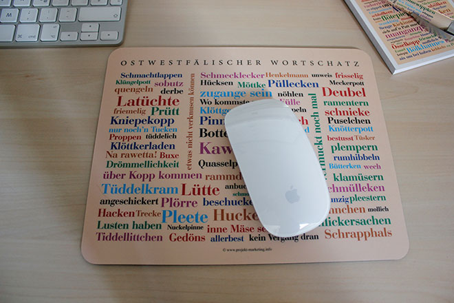 Das Mousepad mit ostwestfälischen Wortschätzen