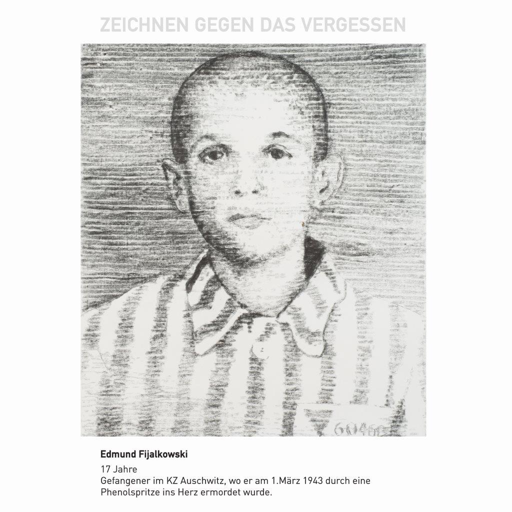Edmund Fijalkowski, 17 Jahre, Gefangener im KZ Auschwitz, wo er am 1. März 1943 durch eine Phenolspr