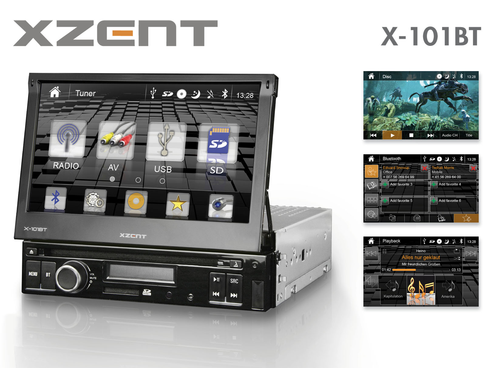 Xzent X-101BT?vielseitiges 1 DIN Multimediasystem