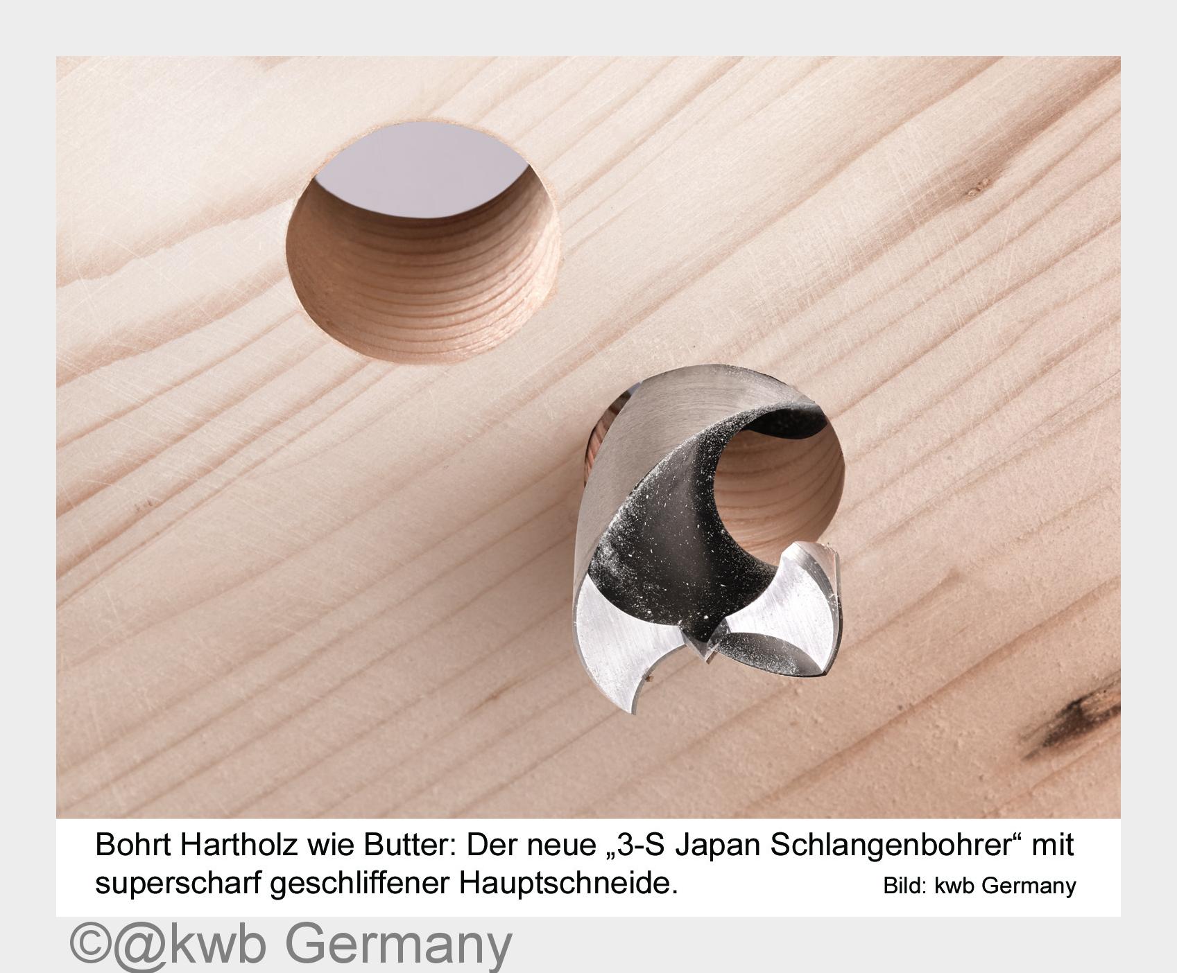 Bohrt Hartholz wie Butter: Neuer"Japan Schlangenbohrer" mit superscharf geschliffener Haup