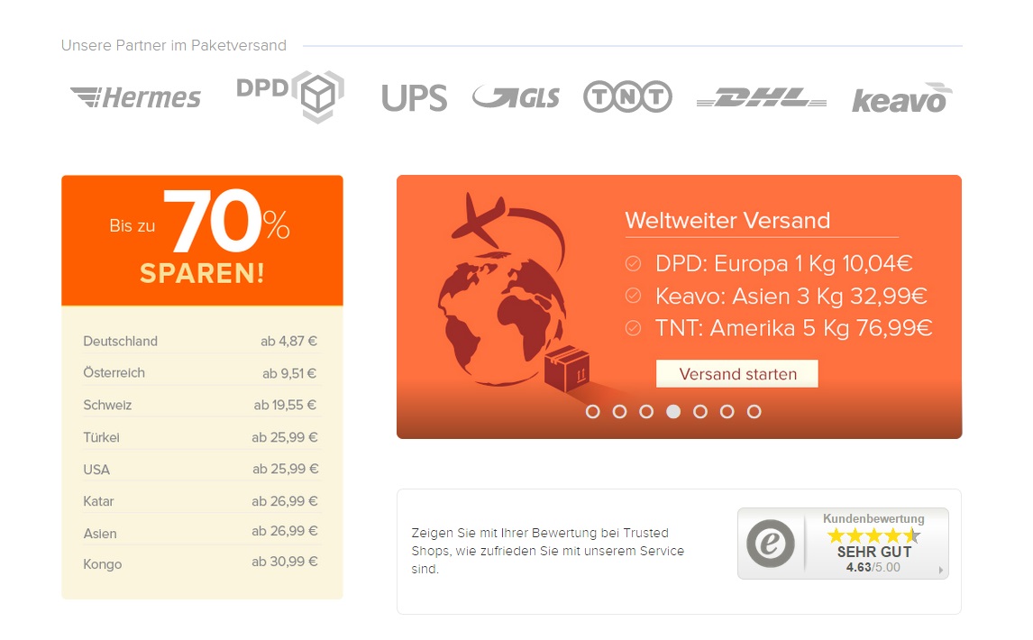 Preise für nationalen und internationalen Paketversand einfach vergleichen und direkt buchen.