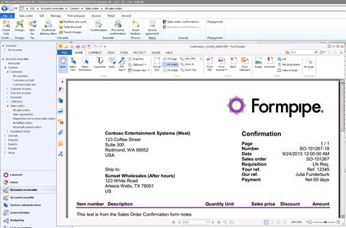 Screenshot des Lasernet Connector für Microsoft Dynamics AX 2012