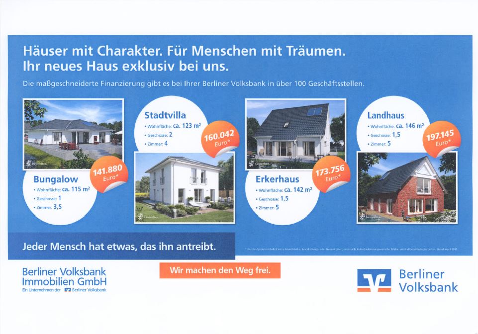 Vier exklusive Haustypen aus dem Hausprogramm der Deutschen Bauwelten werden von der BVBI vermarktet