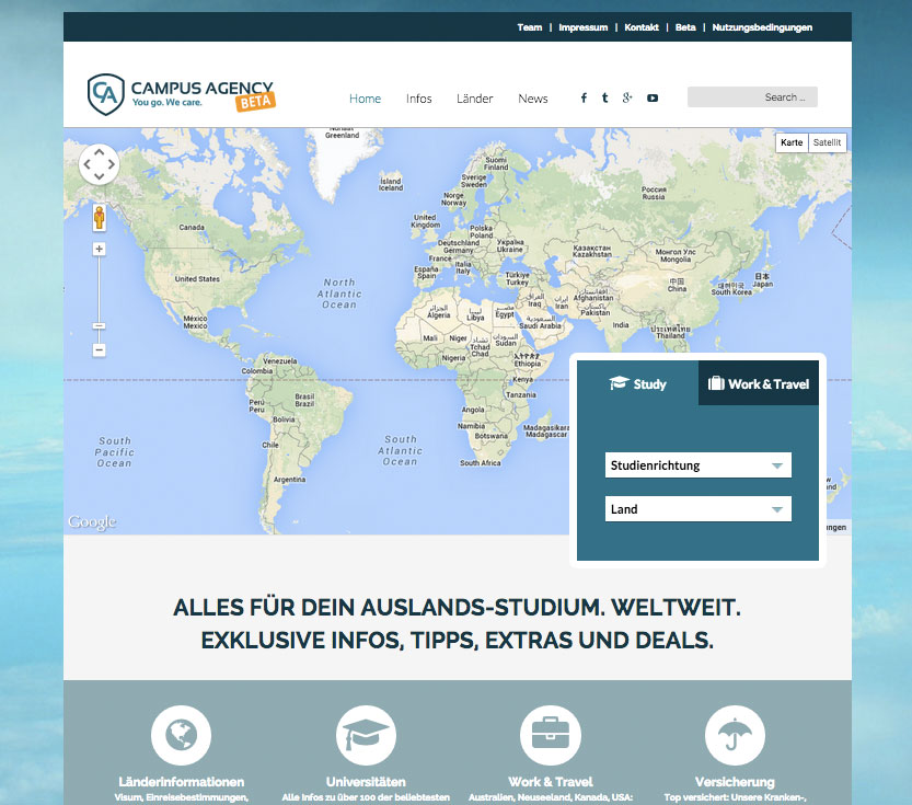 www.campus-agency.com bietet Studierenden, die ins Ausland wollen, umfassende Informationen.