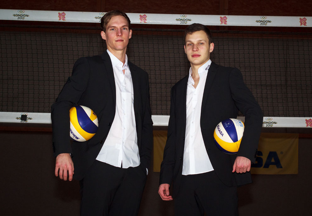 Die Beachvolleyballspieler Toni Helmuth und Eric Stadie
