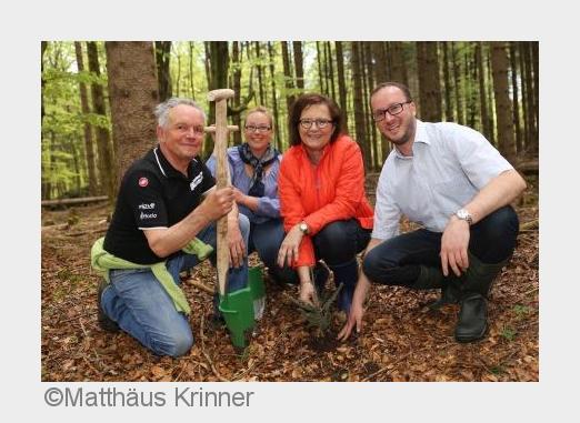 Tannen für Bad Tölz: Vertreter der Sparda-Bank München pflanzen mit Förster Franz Mettal (l.). (Bild