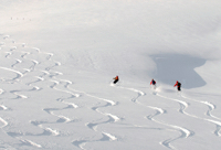 Skifahrer im Tiefschnee