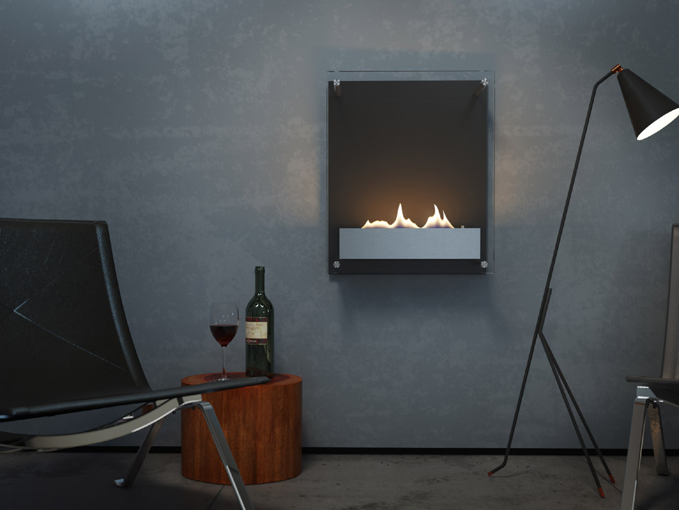 Exklusive Optik in Aluminium, Stahl und Glas?Nutzung ohne Kaminanschluss Exklusive Optik in Aluminium, Stahl und Glas?Nutzung ohne Kaminanschluss